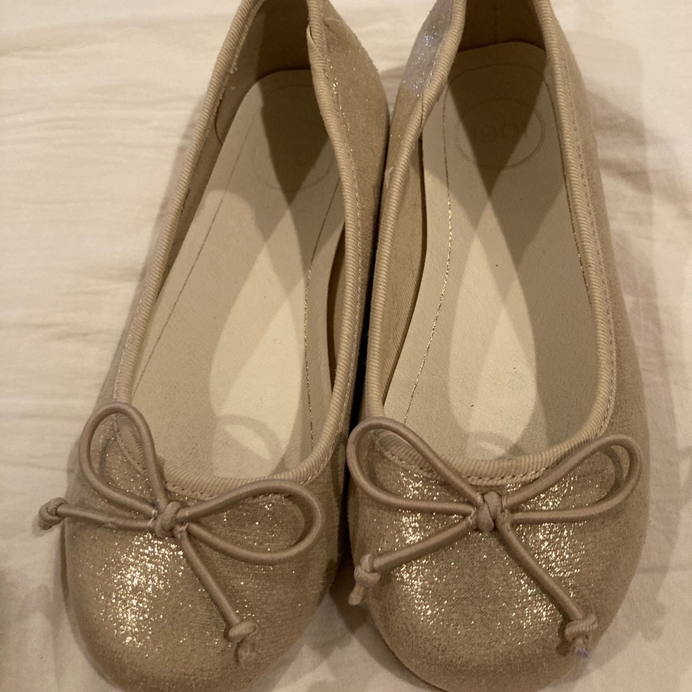Nordstrom Girls Shimmer Gold Ballet Flats 11 M